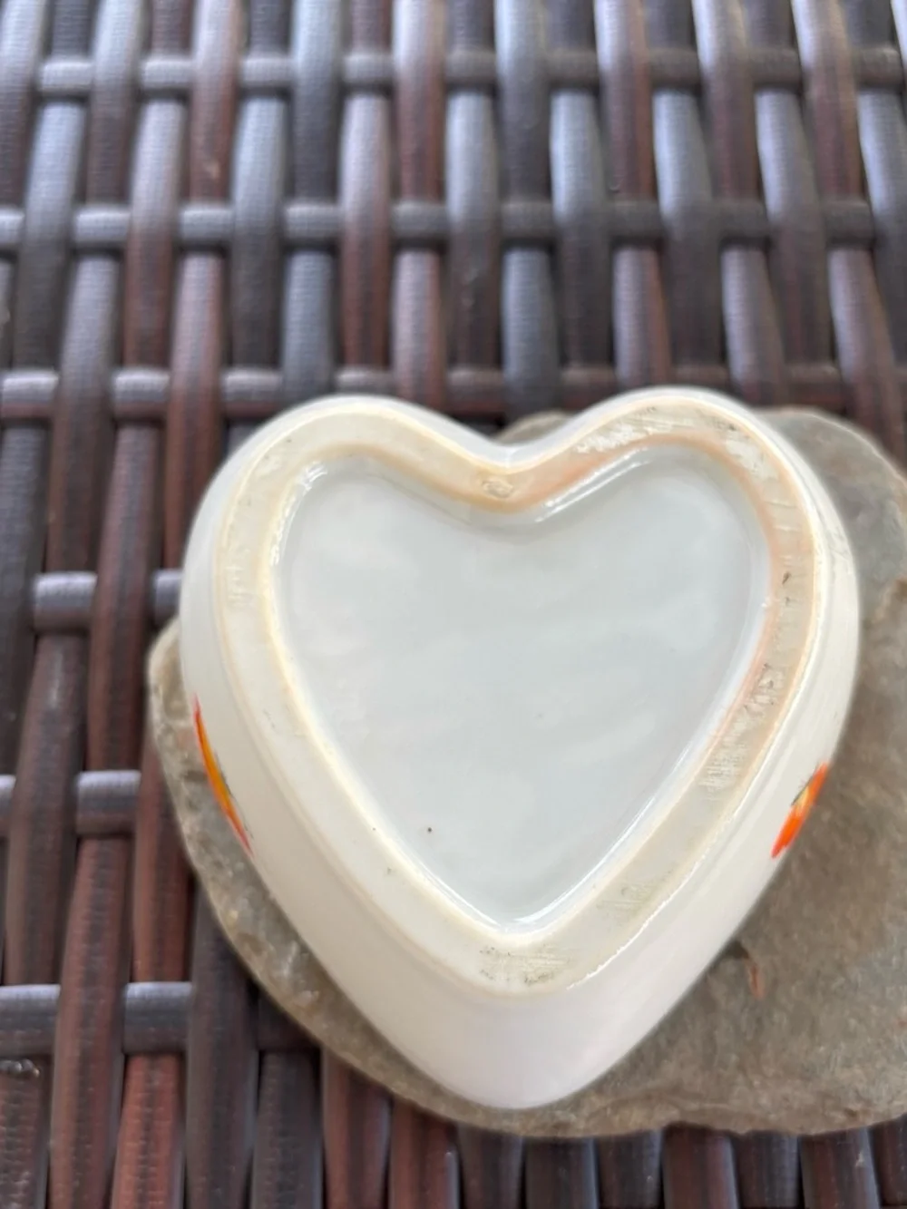 Heart Jewelry Trinket Box with Orange Floral Design